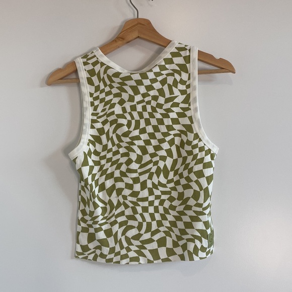 FUN GHANDA Green & White tank top size 10 retro groovy style with ghanda logo - Picture 6 of 10
